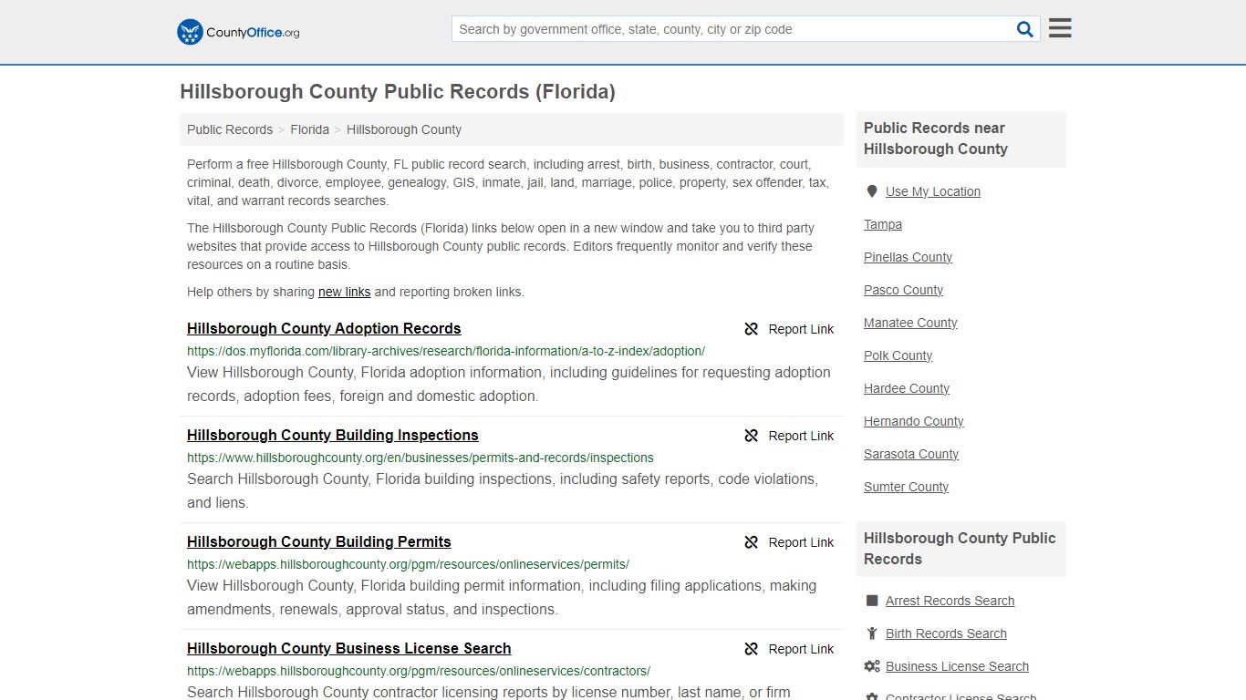 Hillsborough County Public Records (Florida) - County Office